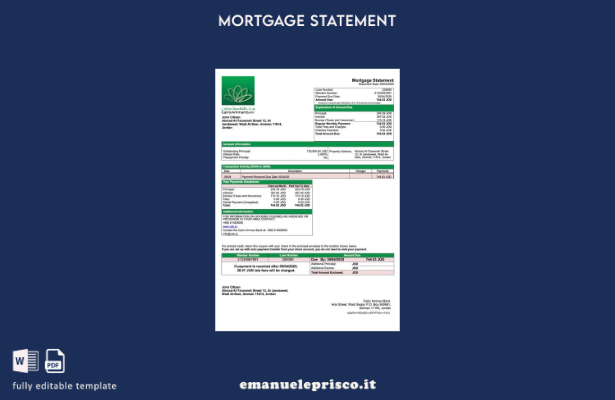 stile verificato Modello di estratto conto ipotecario Jordan Cairo Amman Bank Mo